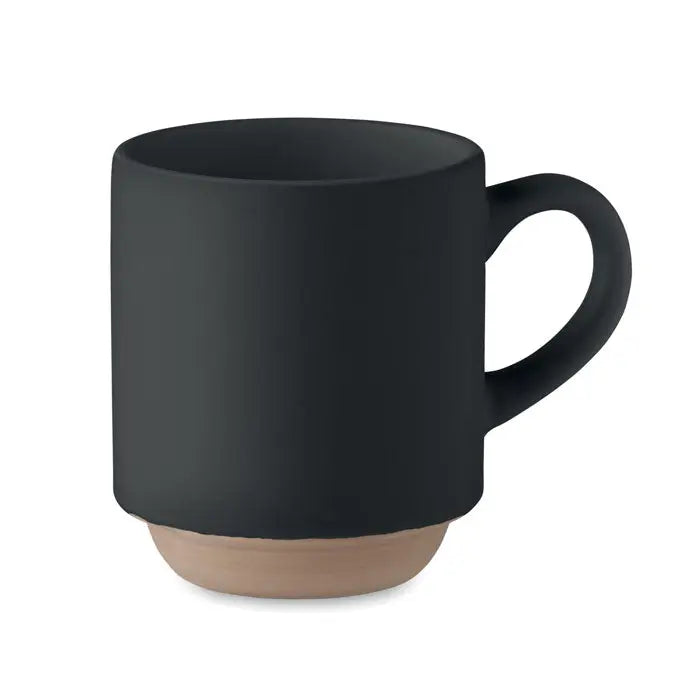 Cană din ceramică stivuibilă de 170 ml, negru mat cu bază bej contrastantă