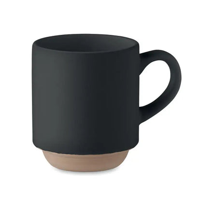 Cană din ceramică stivuibilă de 170 ml, negru mat cu bază bej contrastantă