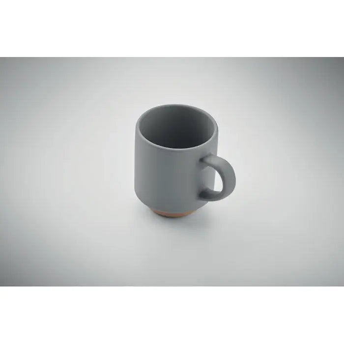 Cană din ceramică stivuibilă 170 ml gri cu bază teracotă subtilă și design minimalist modern