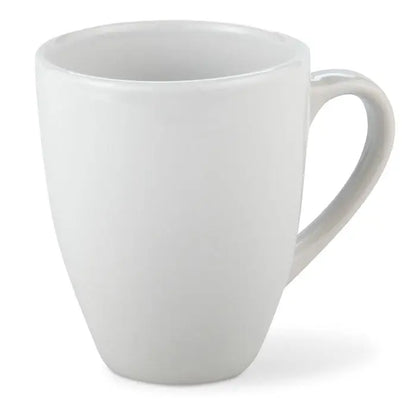 Cana din gresie alba cu finisaj lucios si maner curbat, capacitate 160 ml pentru bauturi calde
