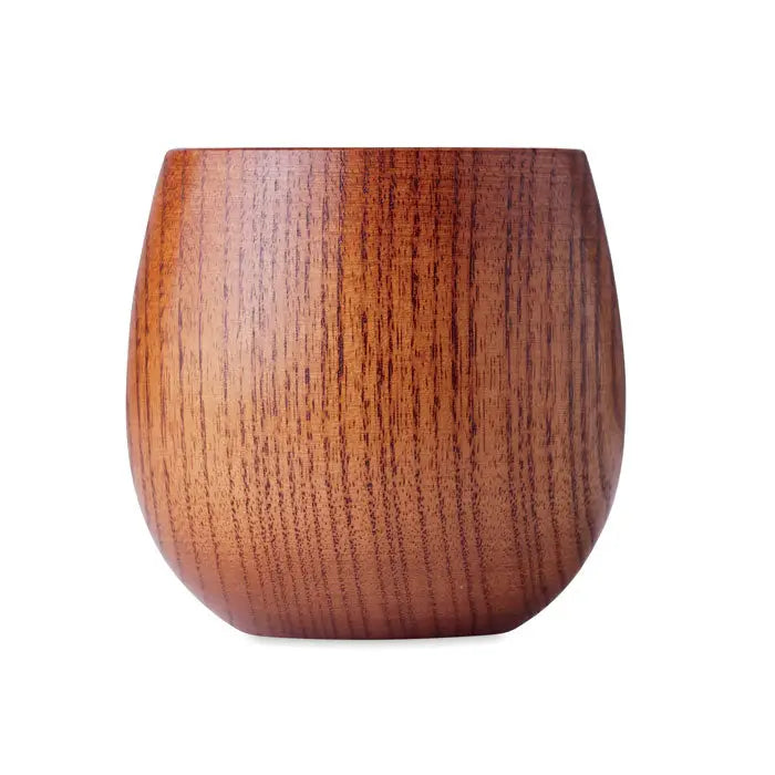 Cana din lemn de stejar 250 ml neteda rotunjita cu finisaj rosu-maro si textura naturala evidenta