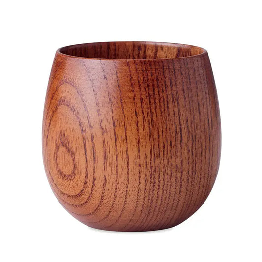Cana din lemn de stejar 250 ml, neteda, rotunjita, cu finisaj roscat si nervuri naturale evidente