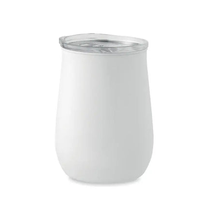 Cana din otel inoxidabil reciclat alba cu capac transparent si izolare termica eficienta
