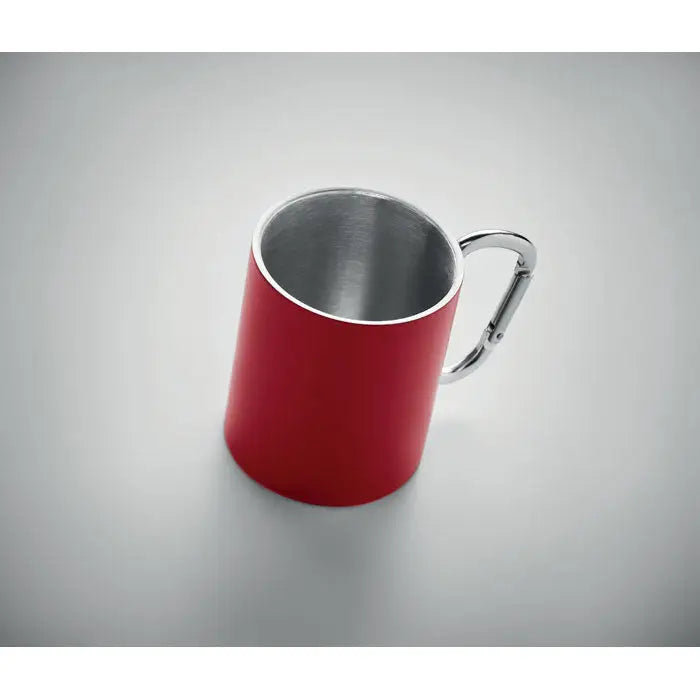 Redcană metalică cu perete dublu 300 ml cu mâner carabină argintiu și interior din oțel inoxidabil