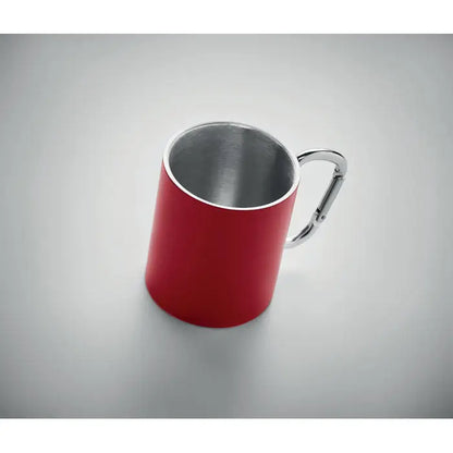 Redcană metalică cu perete dublu 300 ml cu mâner carabină argintiu și interior din oțel inoxidabil