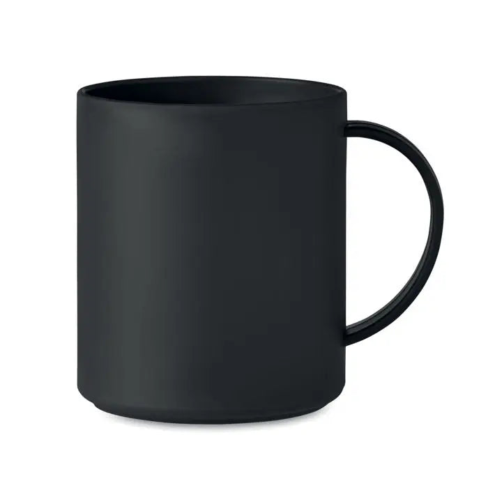 Cana reutilizabila 300 ml neagra din ceramica mata cu design minimalist si maner fin si neted
