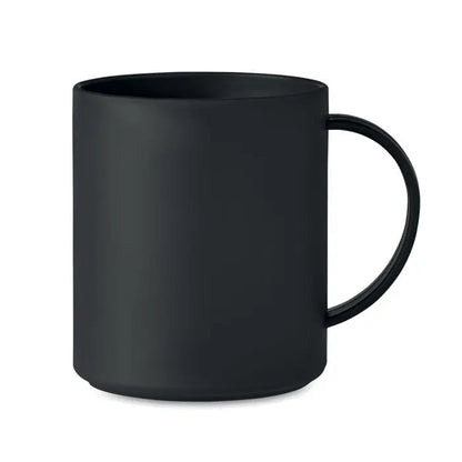Cana reutilizabila 300 ml neagra din ceramica mata cu design minimalist si maner fin si neted