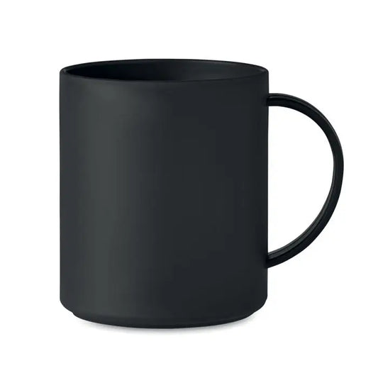 Cana reutilizabila 300 ml neagra din ceramica mata cu design minimalist si maner fin si neted
