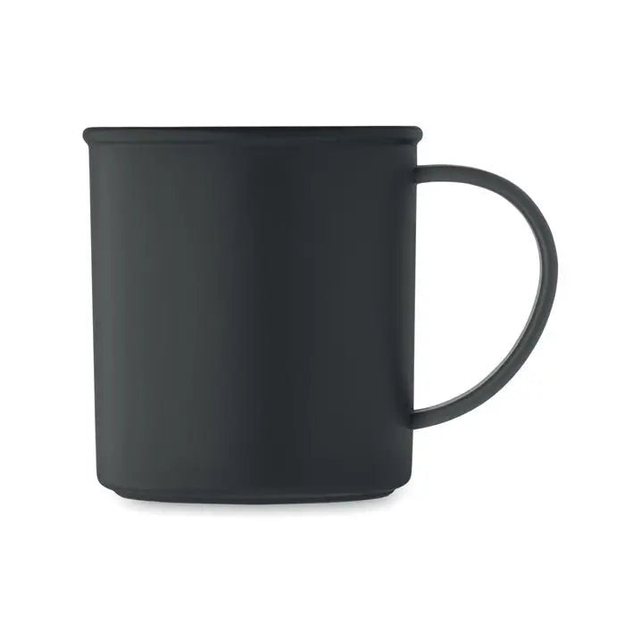 Cana reutilizabila 300 ml din metal negru mat cu maner simplu si rotunjit pentru bauturi