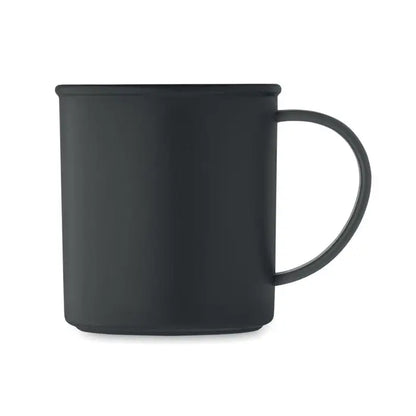 Cana reutilizabila 300 ml din metal negru mat cu maner simplu si rotunjit pentru bauturi