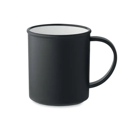 Cana reutilizabila neagra din email cu interior alb si maner rezistent rotunjit 300 ml