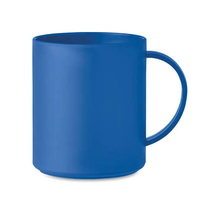 Cana reutilizabila 300 ml albastra din ceramica cu finisaj mat neted si maner curbat simplu