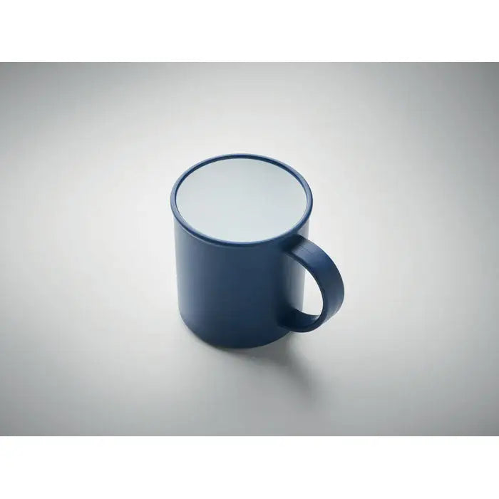Un cana reutilizabila ceramica navy blue 300 ml cu finisaj lucios si maner asortat