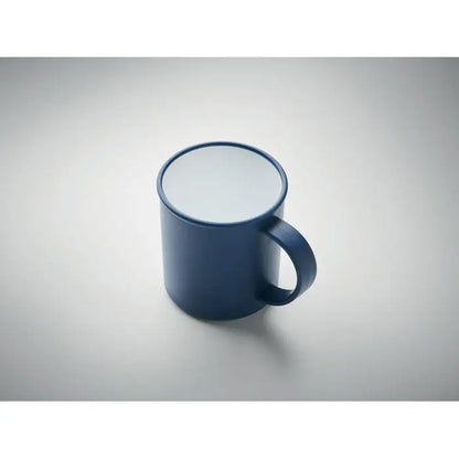 Un cana reutilizabila ceramica navy blue 300 ml cu finisaj lucios si maner asortat