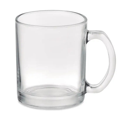 Cana sublimare sticla 300ml transparenta cu maner robust si finisaj neted pentru personalizare
