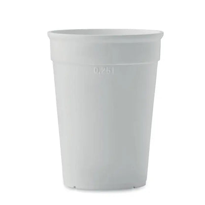 Capacitate cana pp 250 ml alb cu marcaj capacitate 0 25 litri gravat pe lateral din plastic