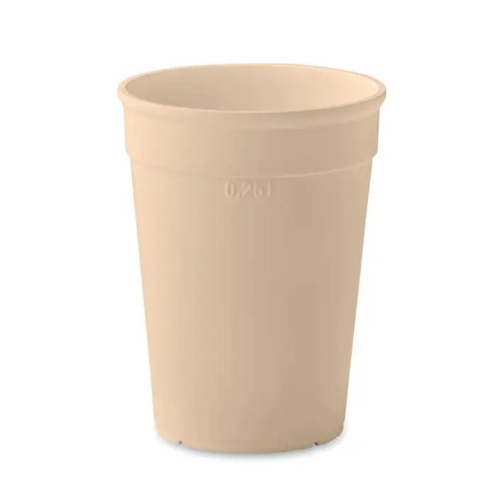 Beige capacitate cana pp 250 ml din plastic cu corp cilindric neted si marcaj 025l la marginea superioara