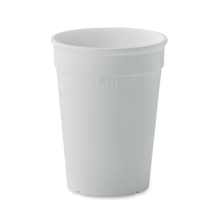 Capacitate cana pp 250 ml alba din spuma cu suprafata neteda si marcaje de masurare embosate