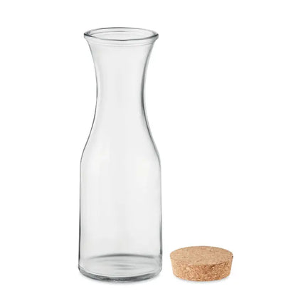 Carafă din sticlă reciclată 1l cu dop din plută și corp transparent ideală pentru servire