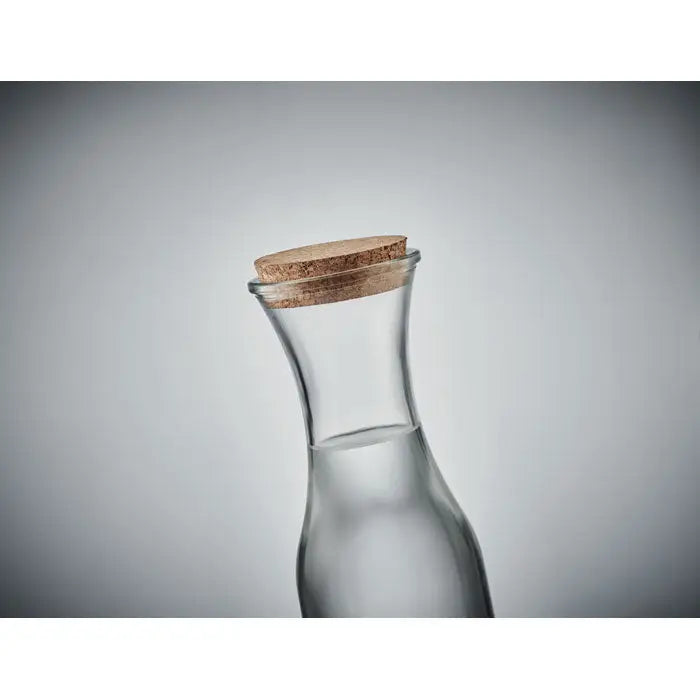 Carafă din sticlă reciclată 1l transparentă cu dop natural din plută pentru băuturi