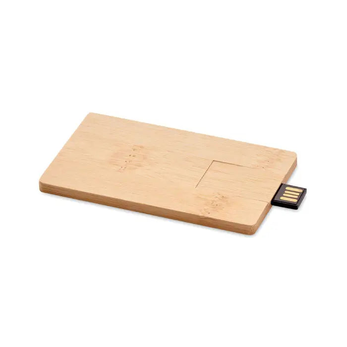 Carcasa din bambus de 16 gb usb cu design dreptunghiular si conector negru, usb drive din bambus deschis la culoare