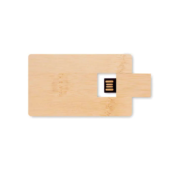 Carcasa din bambus de 16 gb usb cu design dreptunghiular elegant si conector negru vizibil