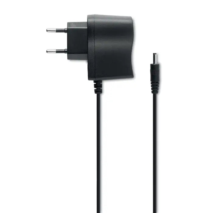 Alimentator ac negru cu stecher european cu doua pini si conector dc cilindric pentru carcasa din bambus ceas deșteptător led