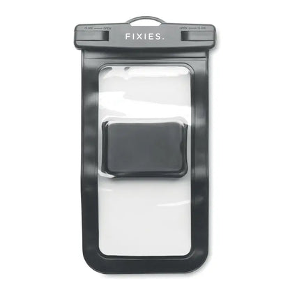 Carcasa pentru suport mobil fixie neagra din pvc cu panou frontal transparent si pad cauciucat pentru bicicleta