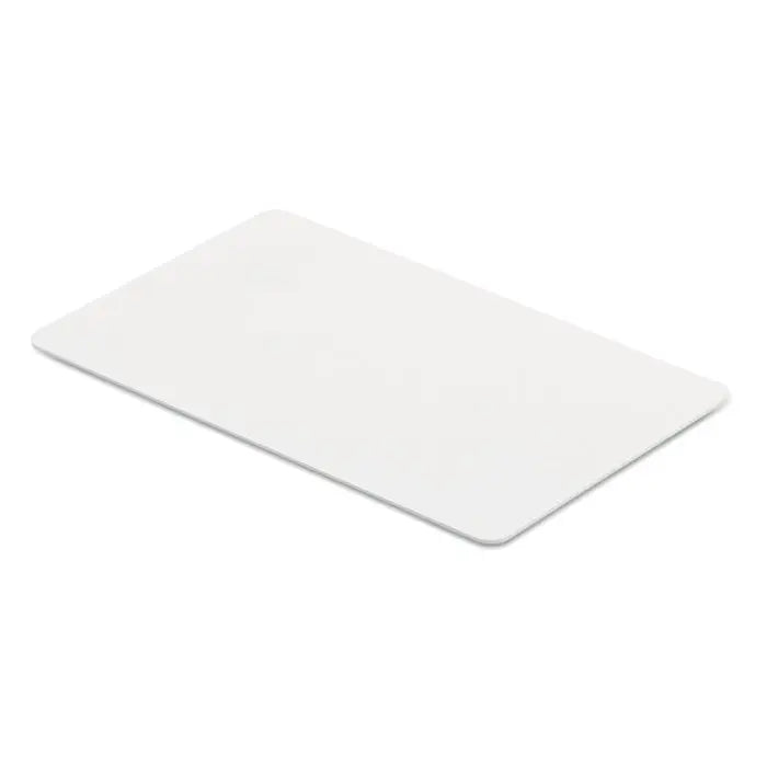 Card rfid anti-skimming alb din plastic dreptunghiular cu colturi rotunjite pentru protectie impotriva skimmingului