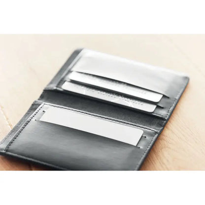 Portofel negru din piele cu sloturi multiple pentru carduri si compartiment pentru card rfid anti-skimming