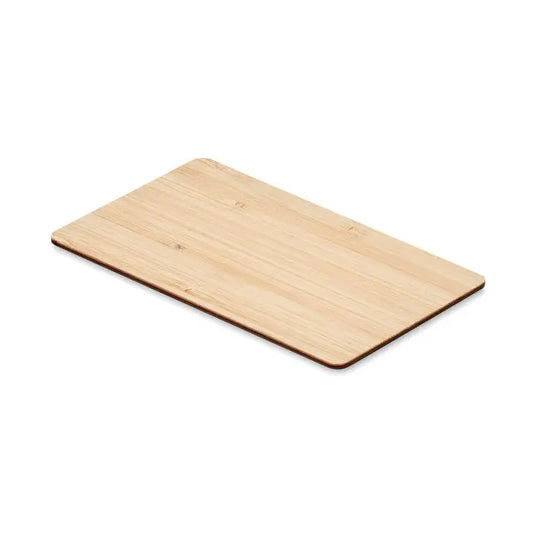 Placa rectangulara din bambus cu textura naturala si colturi rotunjite pentru carduri rfid din material bambus