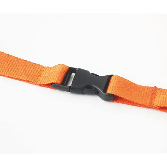 Carlig si catarama pentru snur de 20 mm cu curea impletita portocalie si catarama din plastic negru