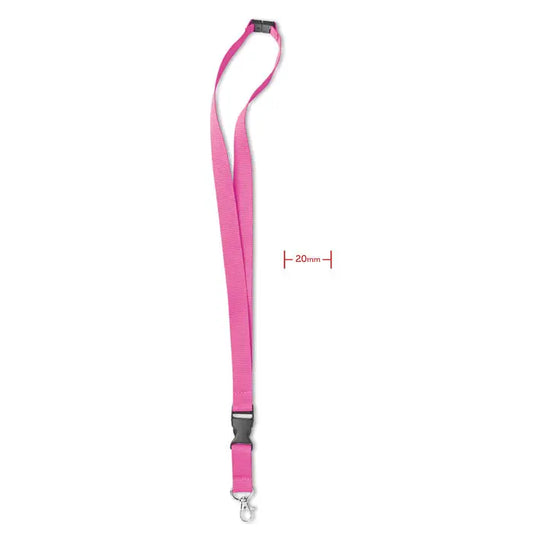 Carlig si catarama pentru snur 20 mm in nylon roz vibrant cu clips plastic negru si carlig metalic argintiu