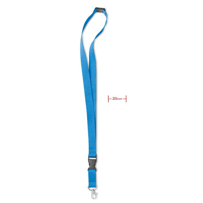 Carlig si catarama pentru snur 20 mm din nylon albastru cu clips negru din plastic si carlig metalic argintiu