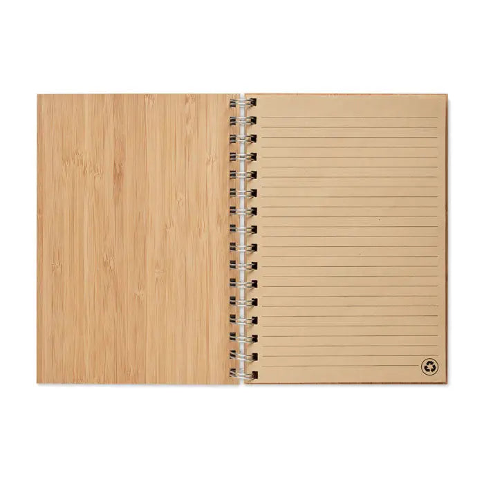 Carnet de bambus cu inele a5 cu copertă din bambus și pagini liniate minimalist design
