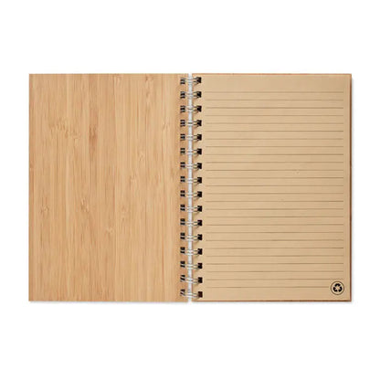 Carnet de bambus cu inele a5 cu copertă din bambus și pagini liniate minimalist design