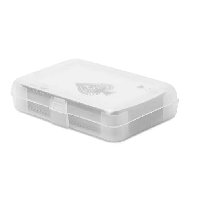 Caz transparent din plastic pentru carti de joc cu logo embosat subtil pe capac
