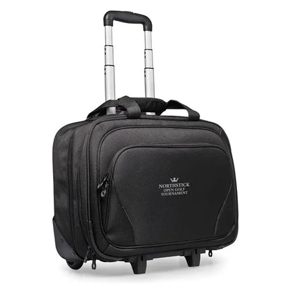 Carucior de afaceri northstick negru deschis cu maner telescopic argintiu si roti duble pentru golf