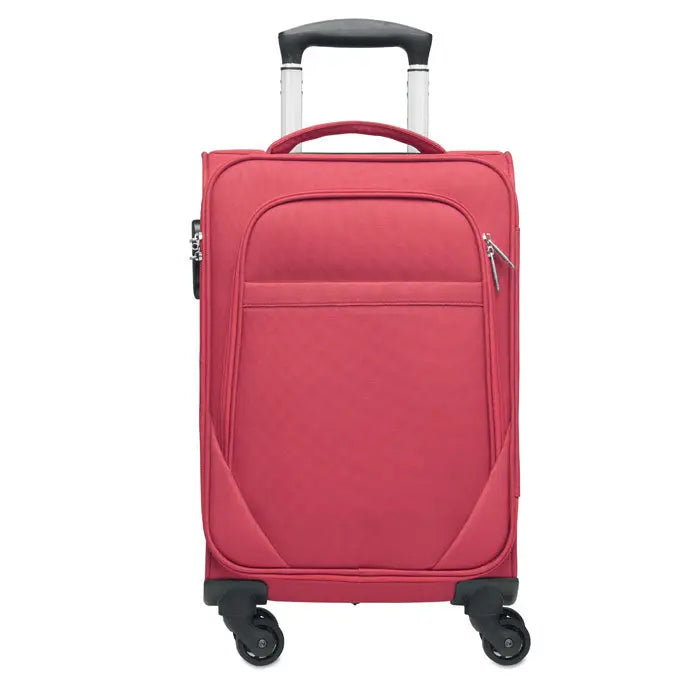 Carryon moale rosu 600d rpet cu roti negre si maner ergonomic pentru calatorii usoare