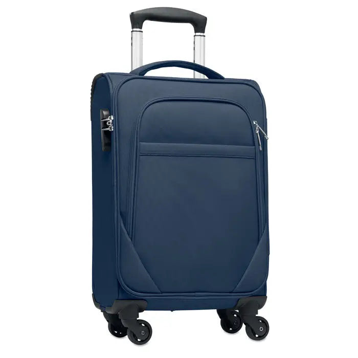 Valiză de mână bleumarin din material 600d rpet cu mâner telescopic și roți pivotante carucior moale 600d rpet
