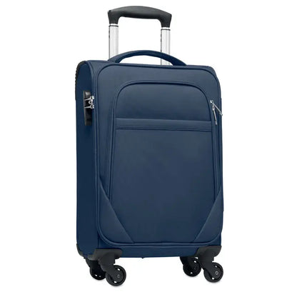 Valiză de mână bleumarin din material 600d rpet cu mâner telescopic și roți pivotante carucior moale 600d rpet