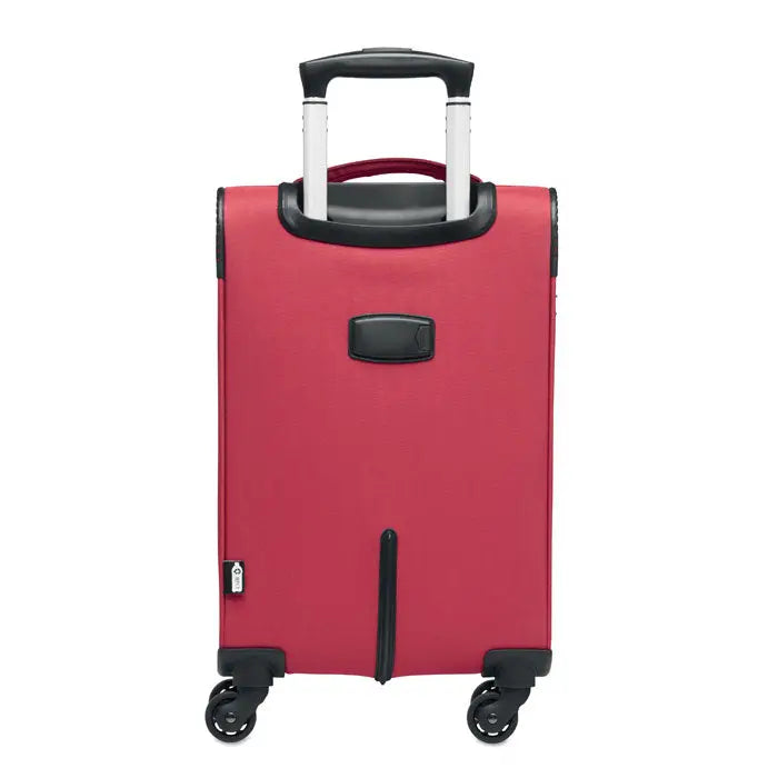 Carucior moale 600d rpet rosu cu accente negre, schelet dur si roti pentru transport usor