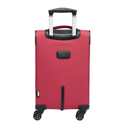 Carucior moale 600d rpet rosu cu accente negre, schelet dur si roti pentru transport usor