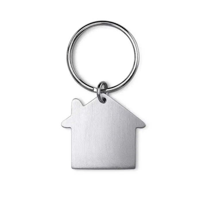 Casa pentru chei metalice argintie în formă de casă cu finisaj metalic periat pentru organizarea cheilor