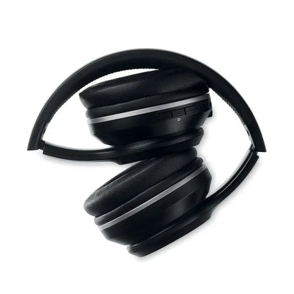 Casti wireless over-ear negre cu accente argintii si pernite captusite personalizabile cu functie anc