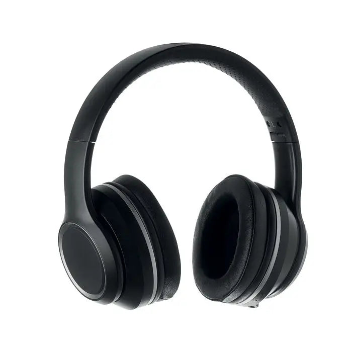 Casti cu husa anc personalizabil negre wireless over-ear cu design minimalist si pernite moi si confortabile