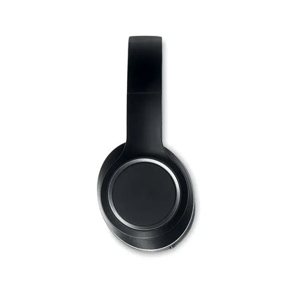 Casti cu husa anc personalizabil negre over-ear cu design modern si accente argintii pe cupa audio