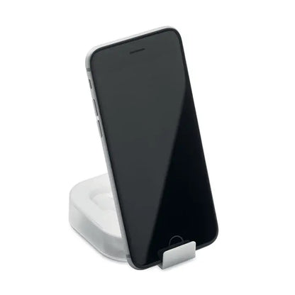 Silver iphone 6s vertical pe suport acrilic transparent pentru casti cu huse din silicon