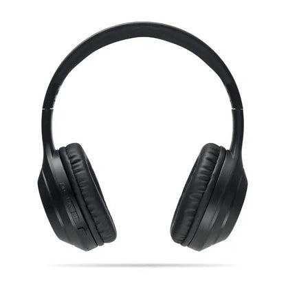 Căști fără fir negre cu design minimalist și cupe căptușite pentru confort audio de lungă durată