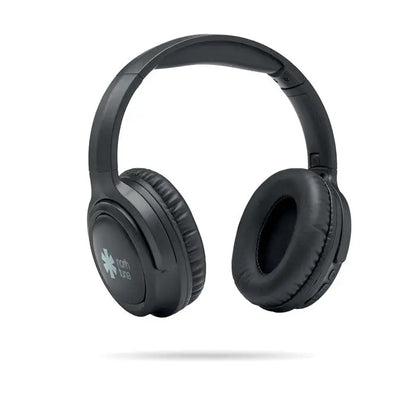 Casti pliabile anc negre cu bluetooth, cupe padurate si design modern pentru o experienta audio premium